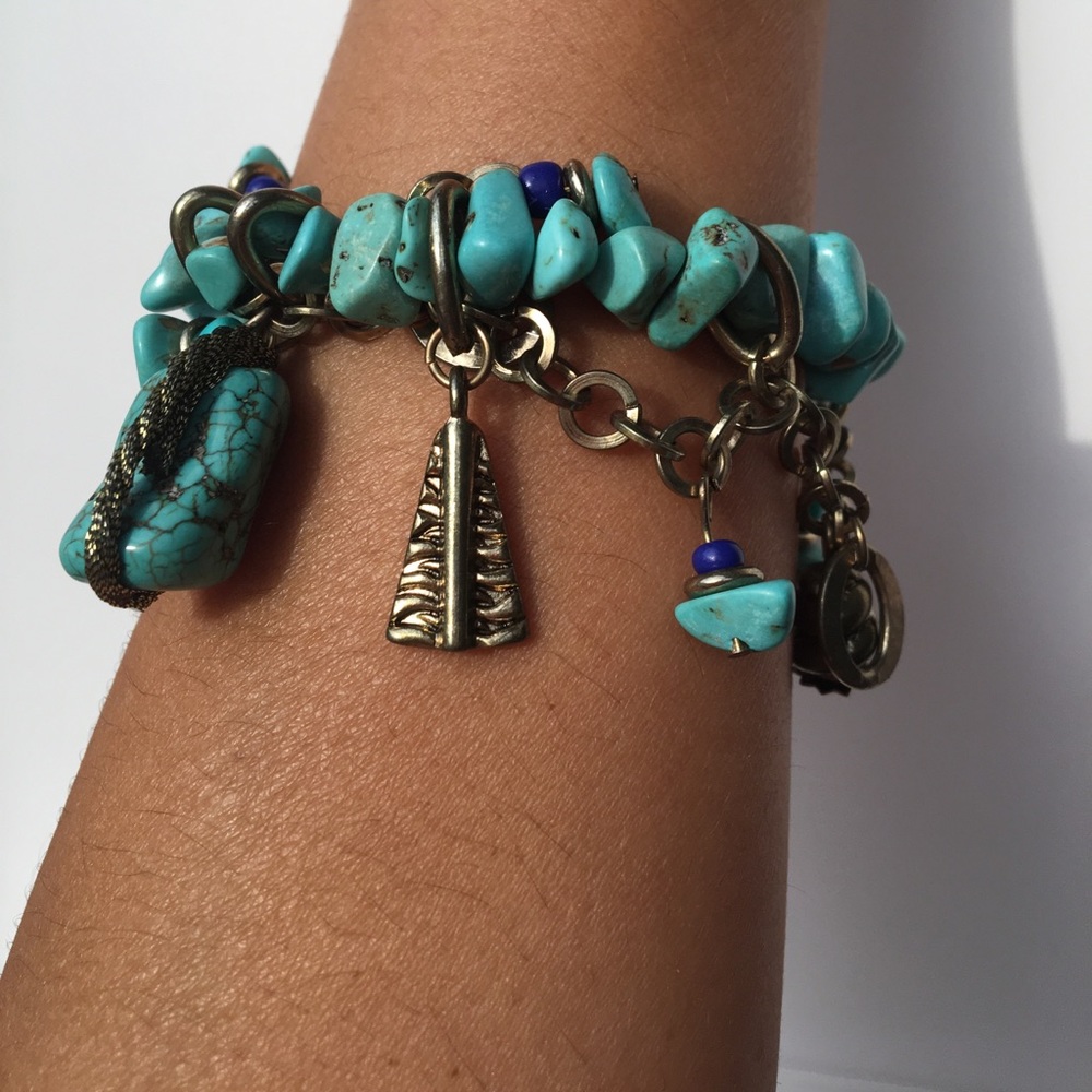 Turquoise chain necklace with matching bracelet - Picture 4 of 6